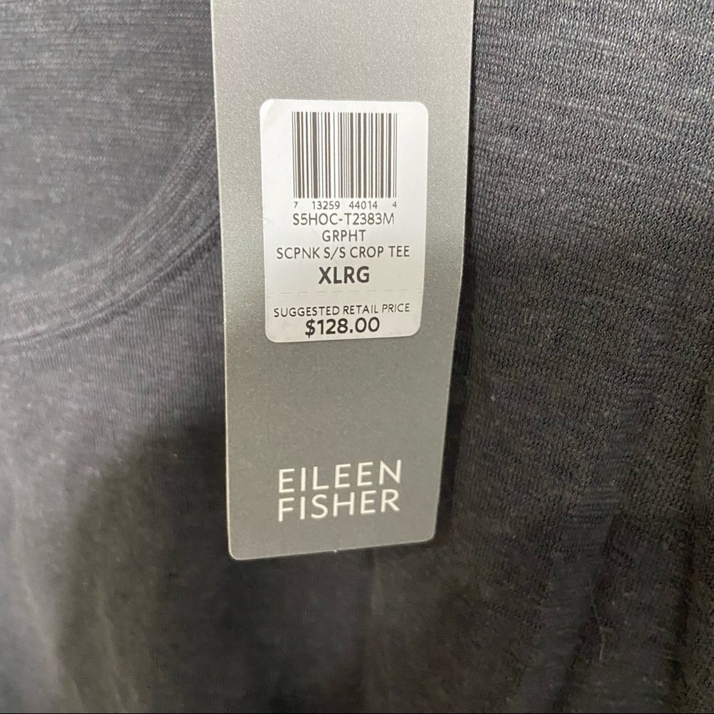 NWT Eileen Fisher Scoop Neck Crop Tee Graphite - Picture 4 of 6